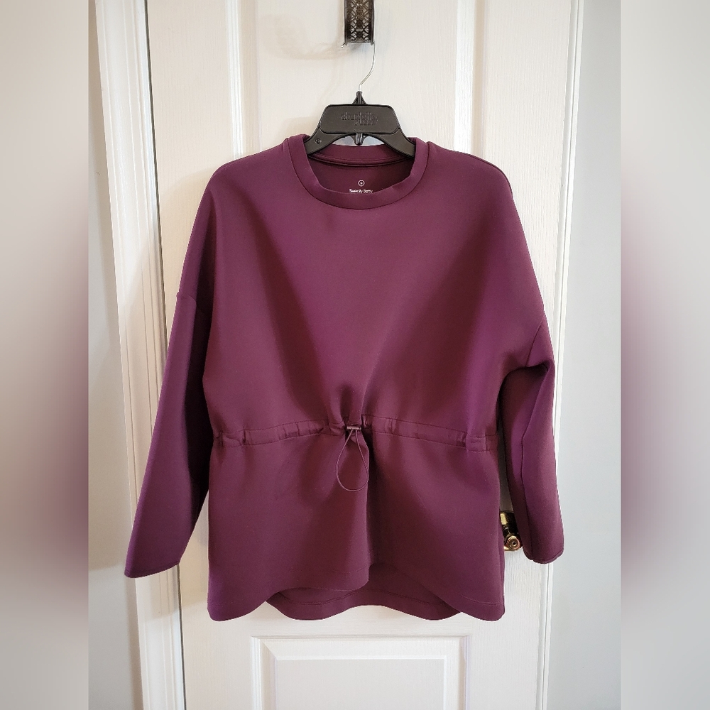 Sweaty Betty After Class Scuba Sweatshirt Pullover Purple Plum Small Cinch Waist